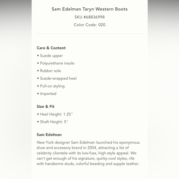 Anthropologie Sam Edelman Taryn Western Boots - Picture 12 of 14